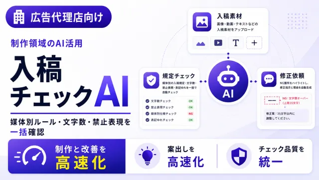 広告代理店の入稿チェックAIの入稿素材一覧画面のイメージ