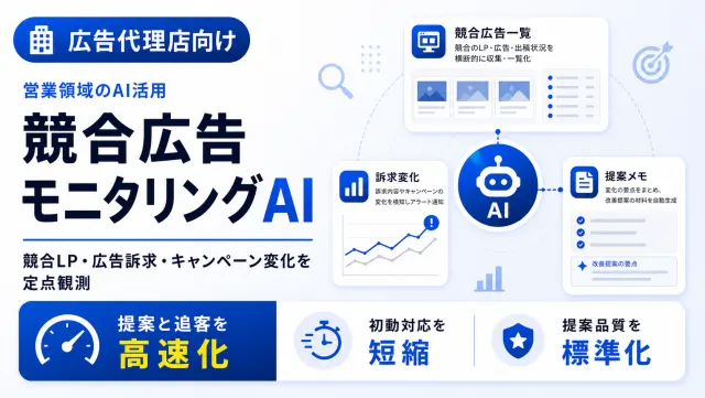 広告代理店の競合広告モニタリングAIの競合広告一覧画面のイメージ