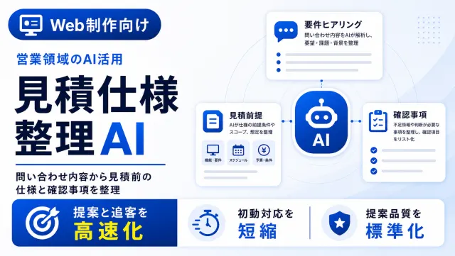 制作会社の見積仕様整理AIの要件ヒアリング画面のイメージ