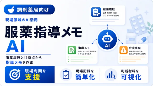 調剤薬局の服薬指導メモAIの処方チェック画面のイメージ