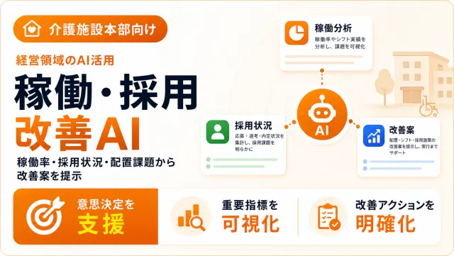 介護施設本部の稼働・採用改善AIの施設KPI画面のイメージ