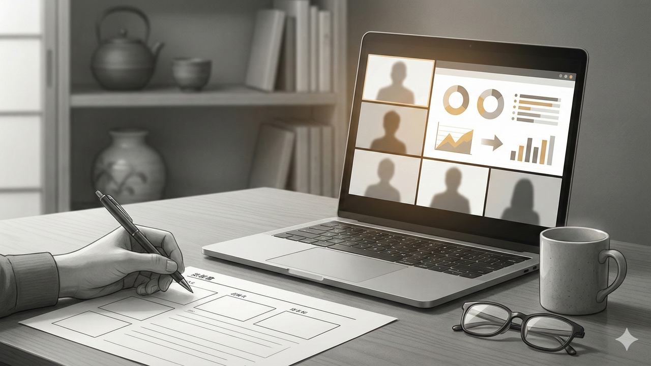 オンライン定例会の様子（サンプル動画のサムネイル）